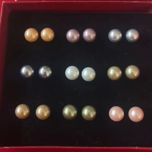 KENNETH JAY LANE  (vintage)9pair of  faux pearls ear studs